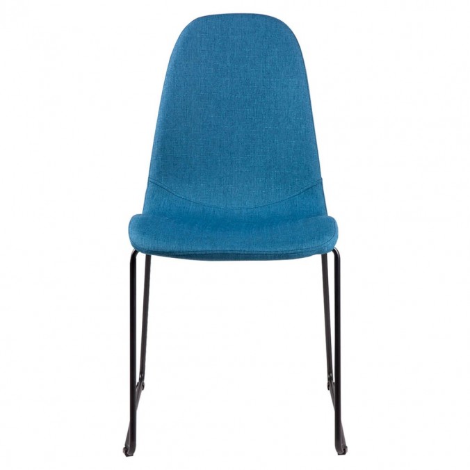Silla HELENA tapizado azul y patas metal negro