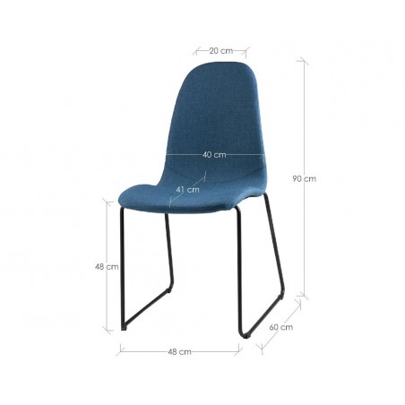 Silla HELENA tapizado azul y patas metal negro