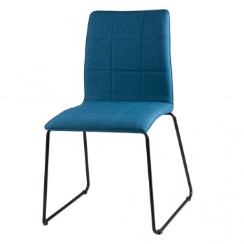 Silla MALINA tapizado azul y patas metal negro