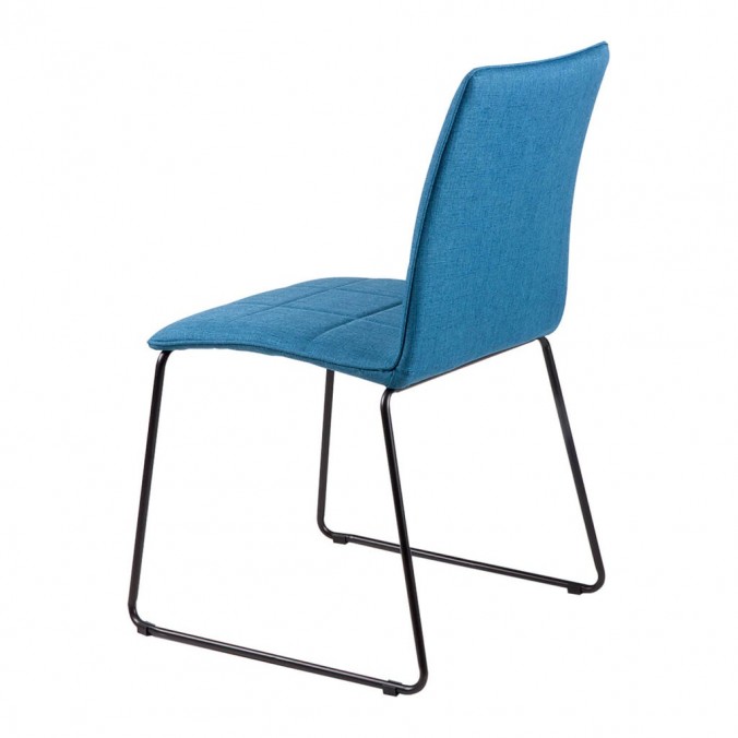 Silla MALINA tapizado azul y patas metal negro
