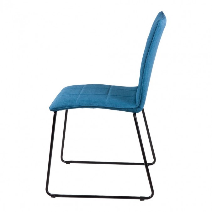 Silla MALINA tapizado azul y patas metal negro