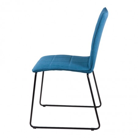 Silla MALINA tapizado azul y patas metal negro