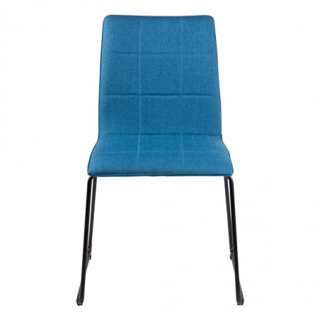 Silla MALINA tapizado azul y patas metal negro