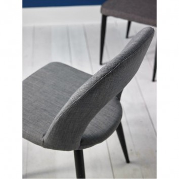 Silla ANIKA tapizado gris y patas metal negro 2