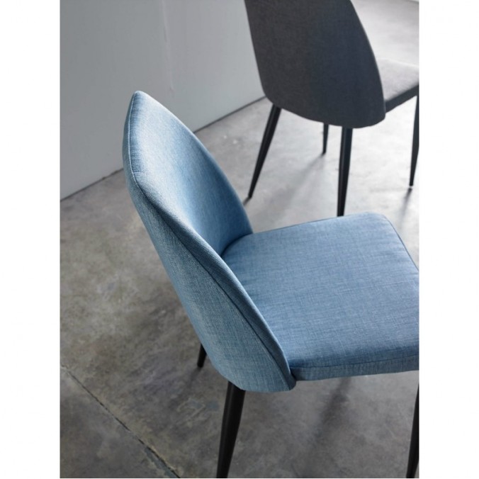 Silla MELISSA tapizado gris y patas metal negro