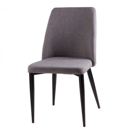 Silla MELISSA tapizado gris y patas metal negro