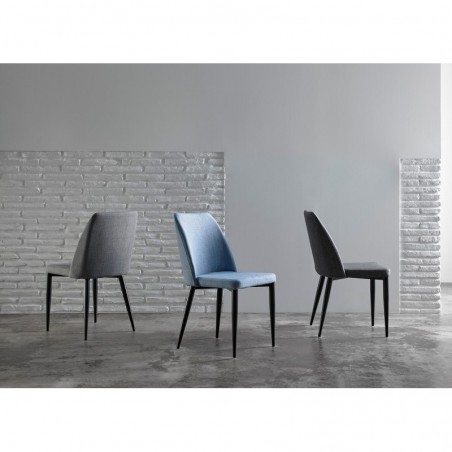 Silla MELISSA tapizado gris oscuro y patas metal negro