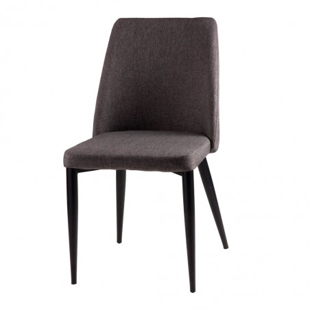 Silla MELISSA tapizado gris oscuro y patas metal negro