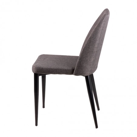 Silla MELISSA tapizado gris oscuro y patas metal negro