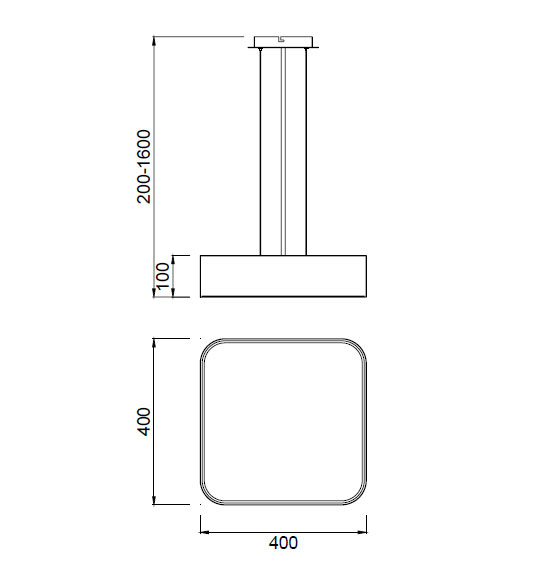 Plaf n suspendido LED 35W cuadrado 40cm Erizho