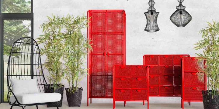 Muebles industriales rojos