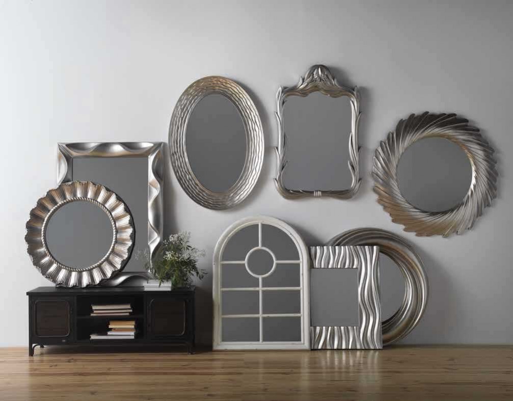 espejos de pared marco plateado